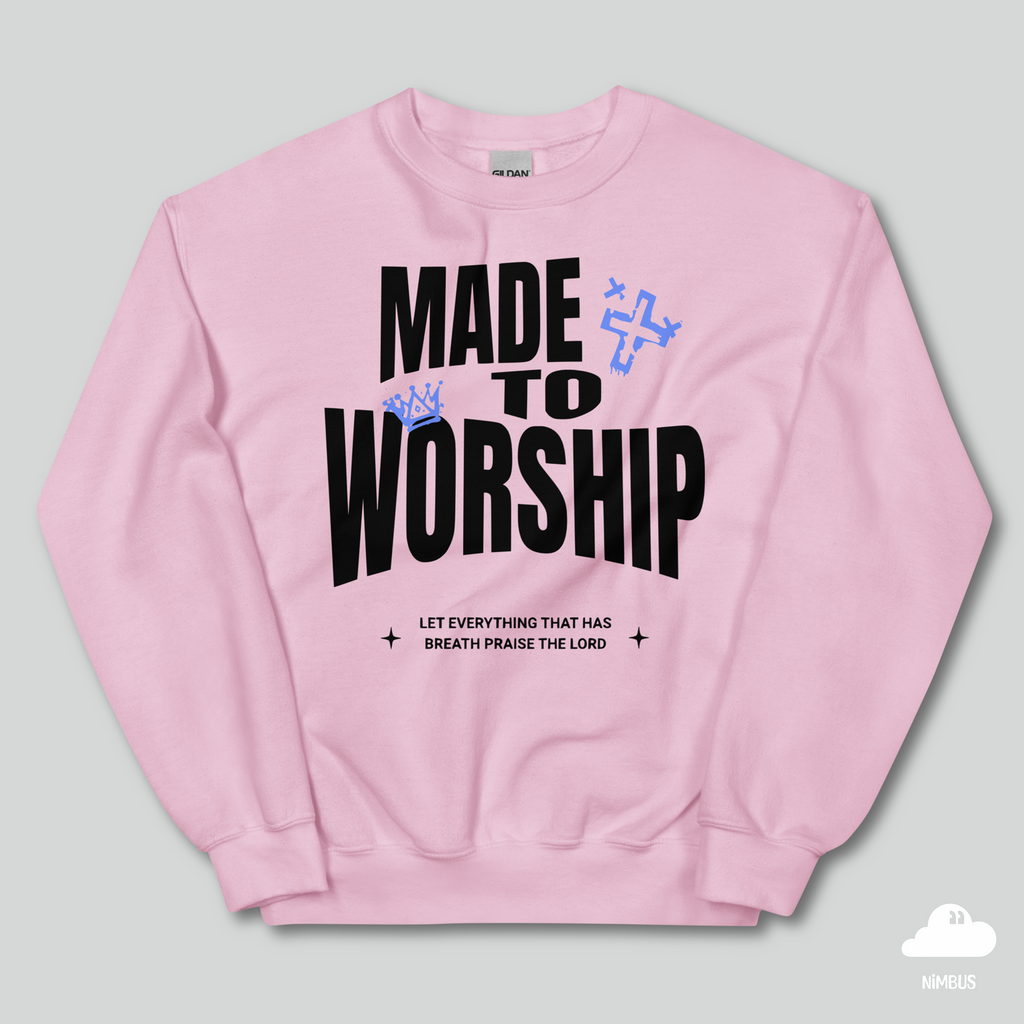 Made to Worship (Black Lettering) Unisex Christian Crewneck Sweatshirt | Streetwear Gospel Merch