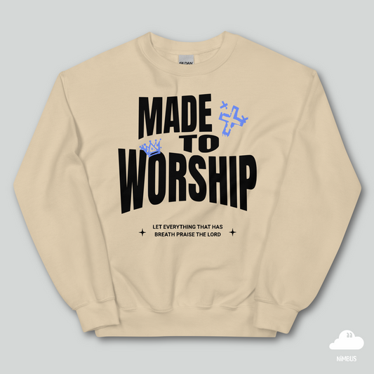 Made to Worship (Black Lettering) Unisex Christian Crewneck Sweatshirt | Streetwear Gospel Merch