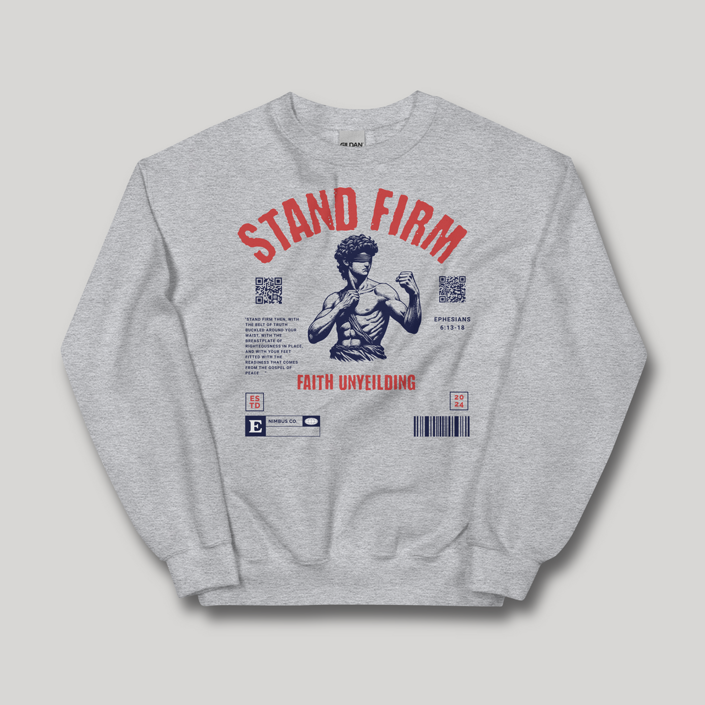 Stand Firm Christian Crewneck Sweatshirt | Ephesians 6:13-18 | Streetwear Gospel Merch