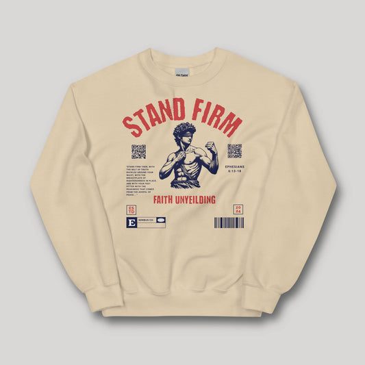 Stand Firm Christian Crewneck Sweatshirt | Ephesians 6:13-18 | Streetwear Gospel Merch