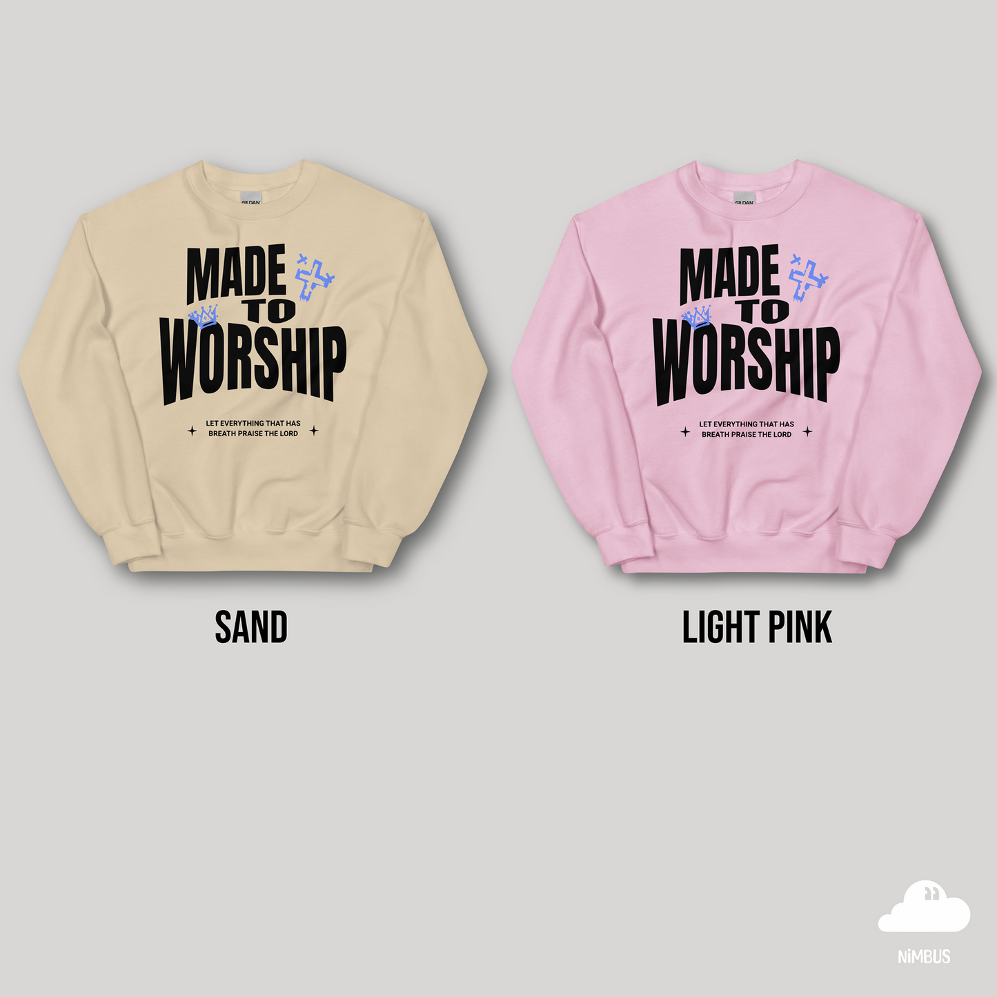 Made to Worship (Black Lettering) Unisex Christian Crewneck Sweatshirt | Streetwear Gospel Merch