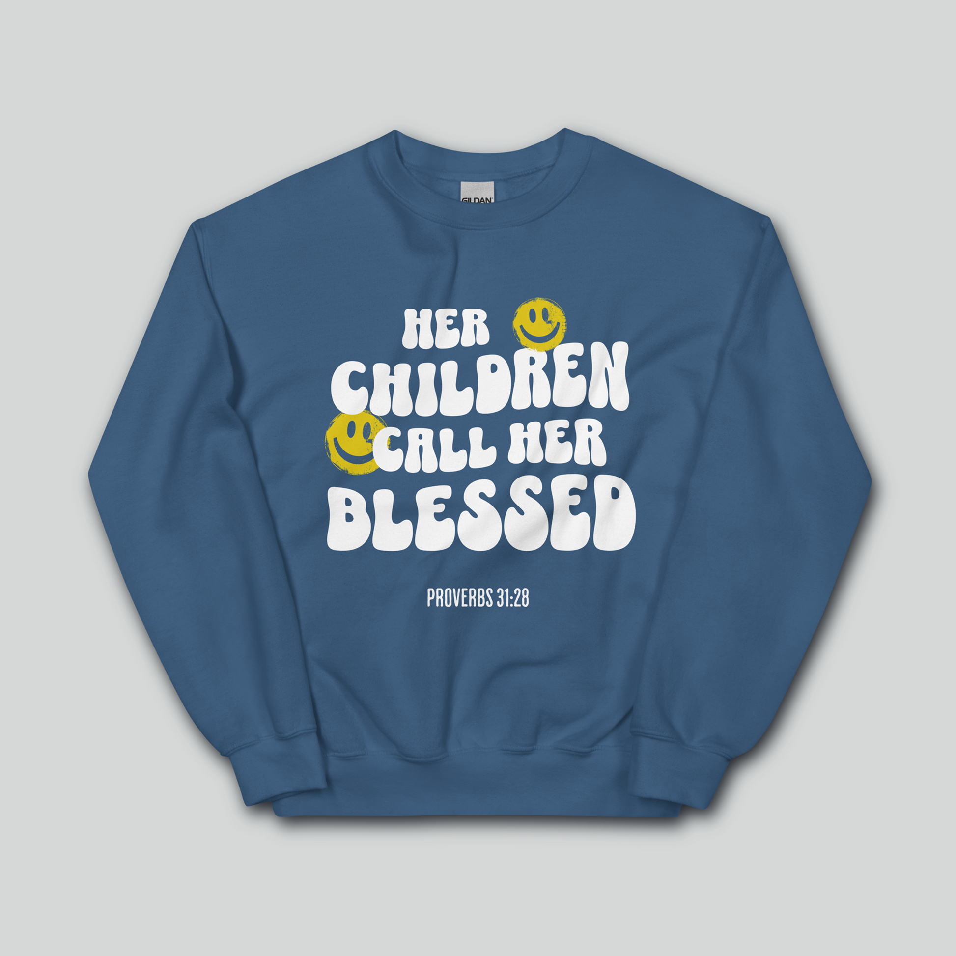 Blessed Mom Crewneck Sweatshirt (White Lettering) | Proverbs 31:25, Mother's Day Collection | Streetwear Gospel Merch
